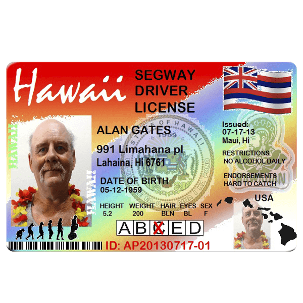fake drivers license template hawaii